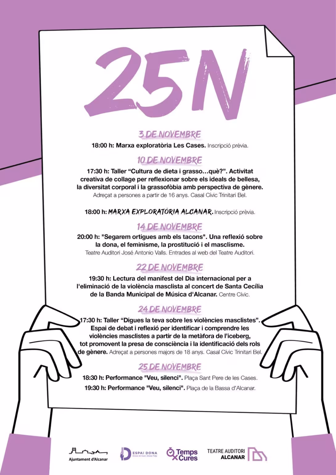 Alcanar reflexiona i actua amb un programa divers pel 25N