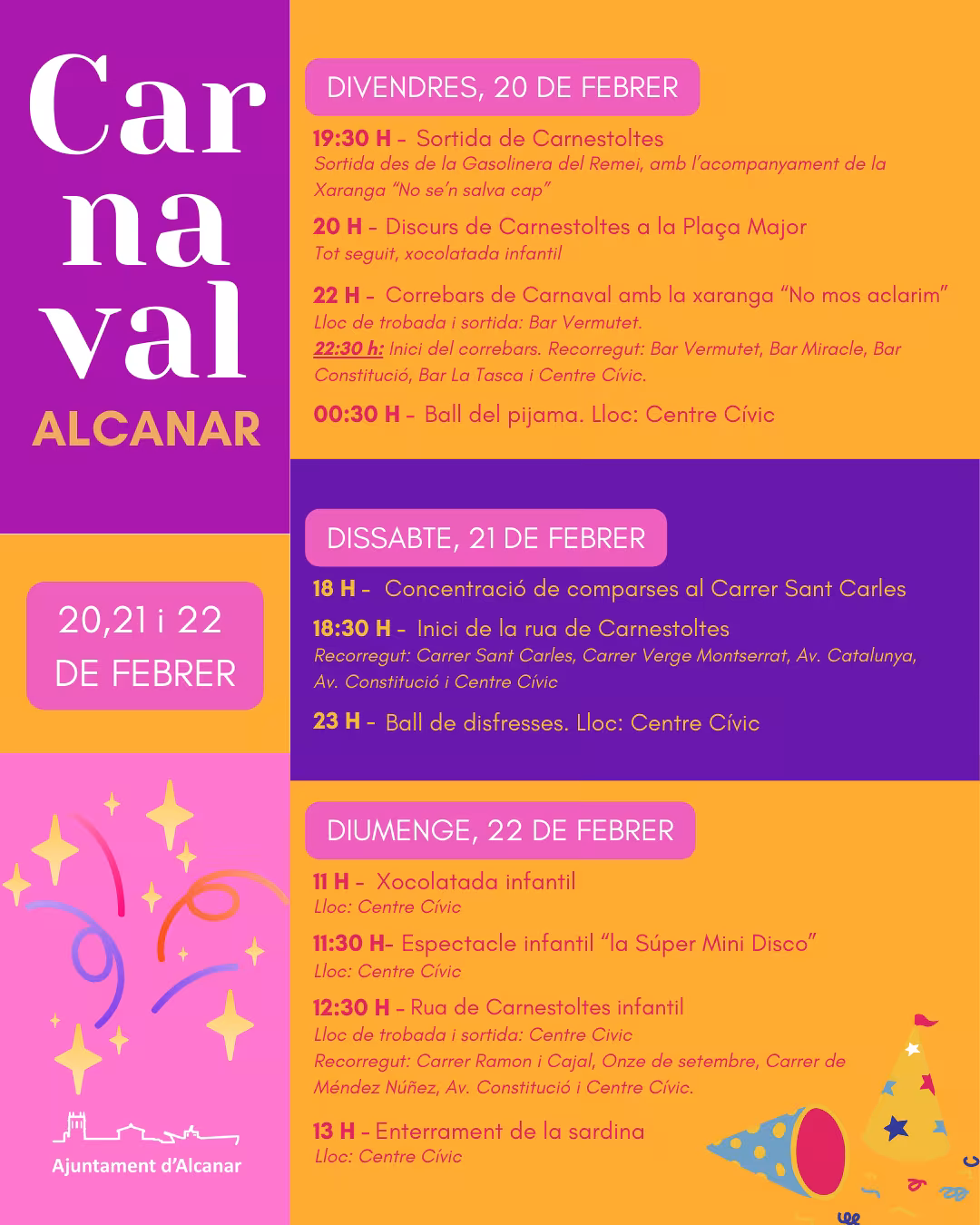 Alcanar celebra Carnaval els dies 20, 21 i 22 amb rua de comparses, correbars i espectacles diversos