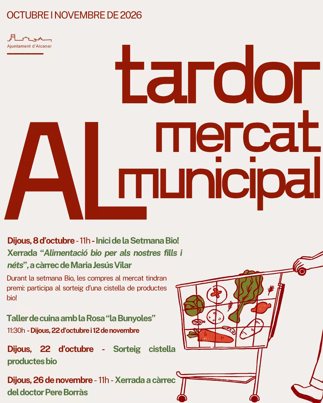 L’Ajuntament d’Alcanar continua la campanya per a dinamitzar el Mercat Municipal amb nous tallers de cuina i els productes bio com a protagonistes