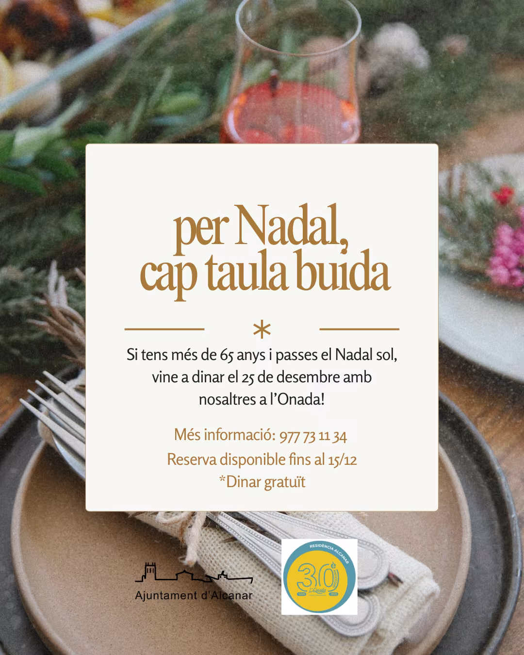 Per Nadal, cap taula buida: l’Ajuntament llança una campanya per acompanyar els majors de 65 anys